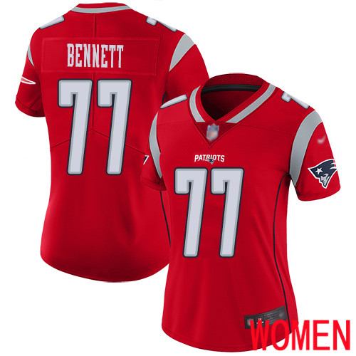 New England Patriots Football #77 Inverted Legend Limited Red Women Michael Bennett NFL Jersey